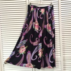 Vintage Rayon MIDI Paisley and Floral Skirt